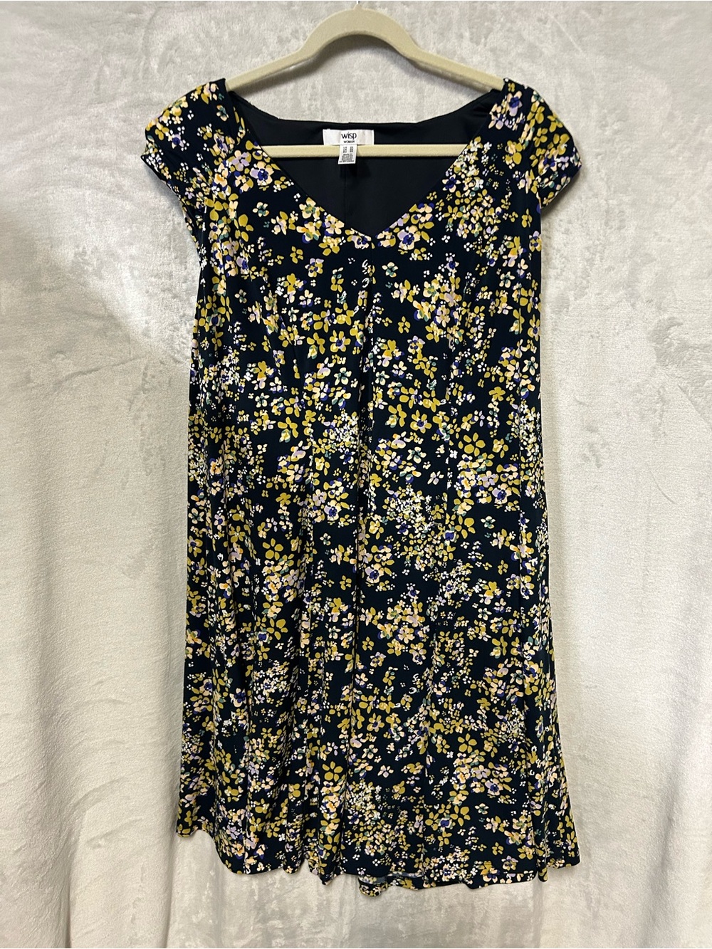 Plus size 2X Wisp Woman Black Floral V-Neck Midi Dress